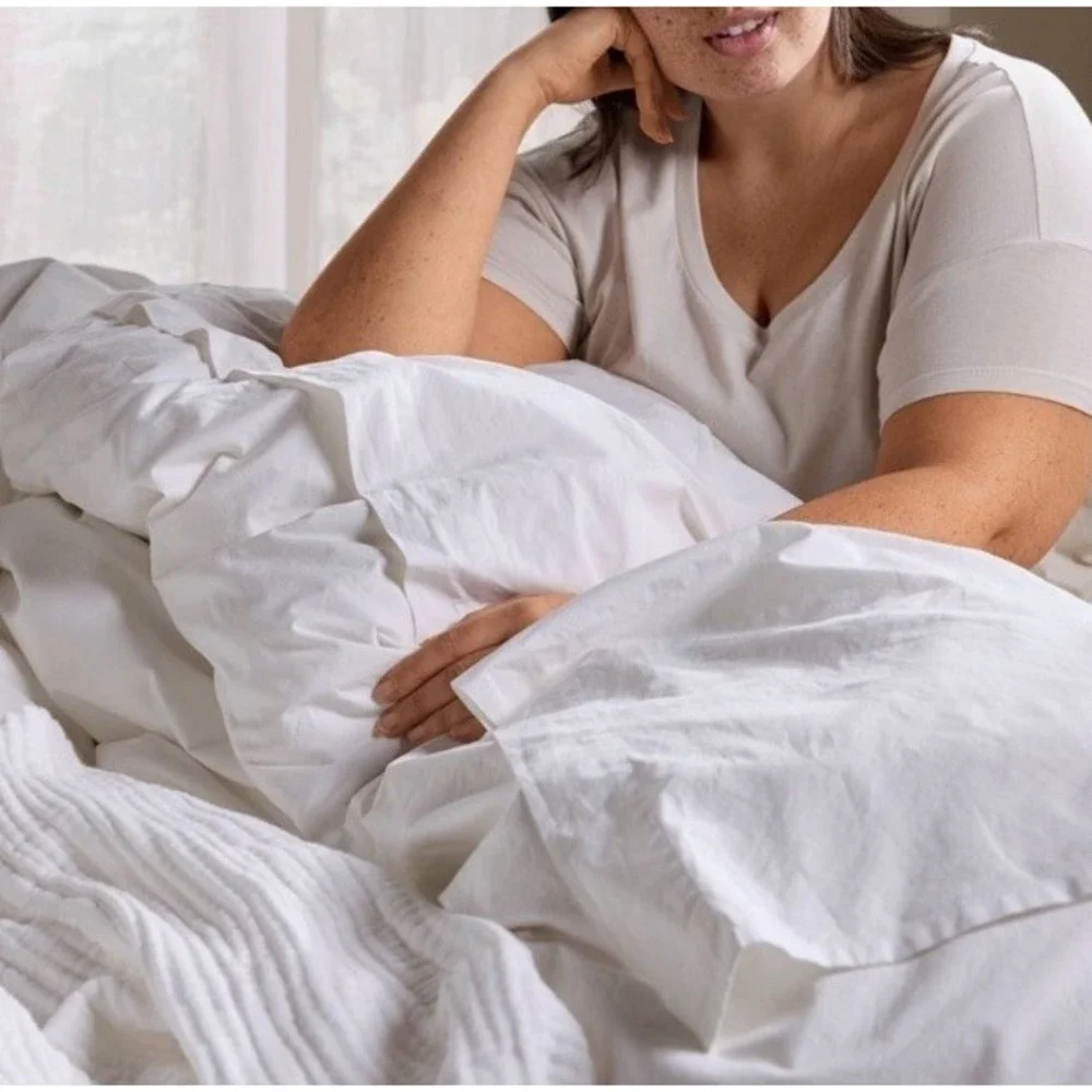 Casual Organic Cotton Full Queen  Duvet Cover & Sham Set - Parachute WHITE